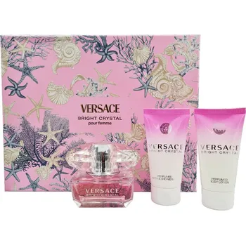 Kosmetická sada Versace Bright Crystal Dárková sada EDT 50 ml, tělové mléko Bright Crystal 50 ml a sprchový gel Bright Crystal 50 ml