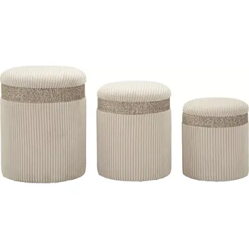 Taburet Sada 3 ks taburetů OLIVER krémová