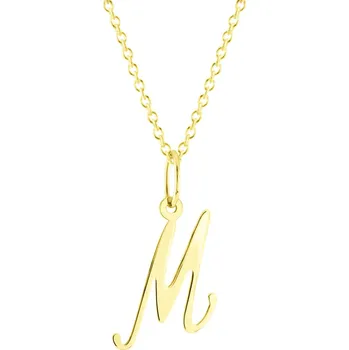 Náhrdelník GEMMAX Zlatý řetízek s písmenem „M“ - malé, psací – zlatý šperk ryzosti 585/1000 v Dárkovém balení s Certifikátem GUSYN-42701-12491