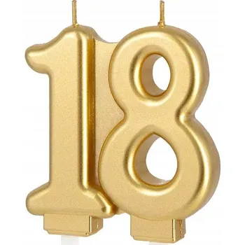 Svíčka Svíčka k 18. narozeninám zlatá Osmnáctka 18. NAROZENINY osmnácté