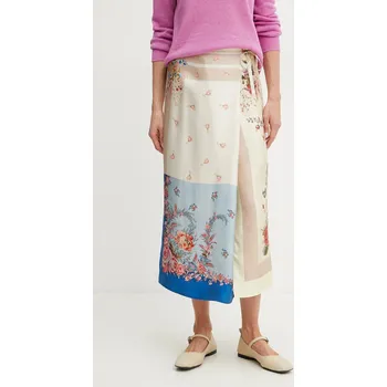 Dámská sukně Hedvábná sukně Weekend Max Mara béžová barva, midi, 2515101012600 01X, vel. 40