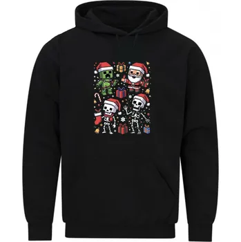 Pánská mikina Pánská mikina Vánoční Minecraft Santa a Creeper (Velikost: 5XL, Barva: Černá)