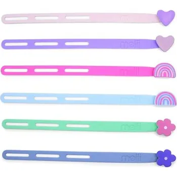Melii Silikonové gumičky na wrapy 6ks - duha, srdce