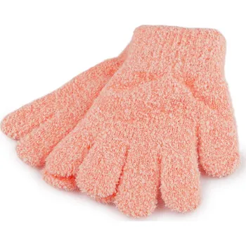 Rukavice Dětské pletené rukavice froté, velké, 3 pudrovo-lososová