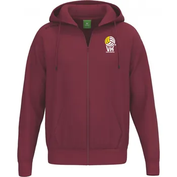 Pánská mikina ERIMA MIKINA NA ZIP S KAPUCÍ 152 VK KARLOVARSKO - Bordová - velikost XXXXL