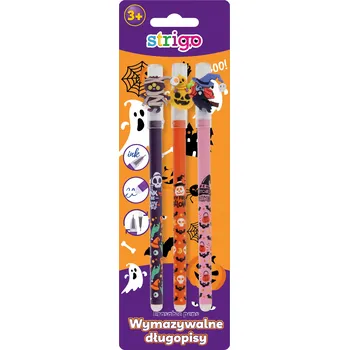 Smazatelná modrá propiska STRIGO Halloween sada 3 ks