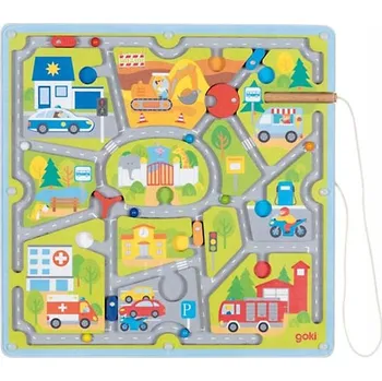 Dřevěná hračka Magnetický labyrint 58379 Benzínová pumpa