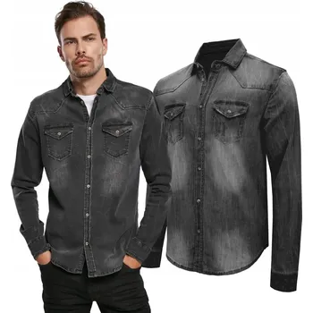 Pánská košile Brandit pánská ležérní košile Riley Denim s dlouhým rukávem, střih slim, bavlna, velikost XL