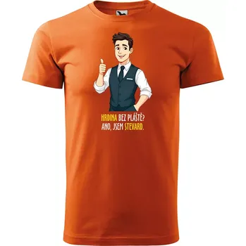 Sablio Tričko s potiskem Hrdina bez pláště? Ano, jsem stevard - oranžové S