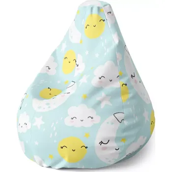 Sedací pytel Sablio Sedací vak Pear Měsíce, slunce a mráčky - 70 x 95 x 15 cm