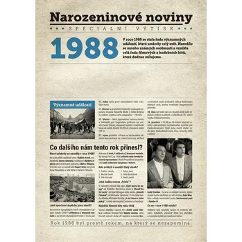 Narozeninové noviny 1988 s vlastní fotografií a textem S textem