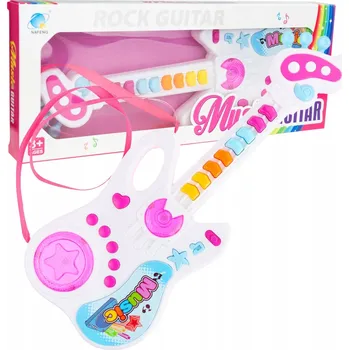 Hudební nástroj pro děti INTERAKTIVNÍ ROCKOVÁ KYTARA PRO DĚTI SVÍTÍ HRAJE INSTRUMENT