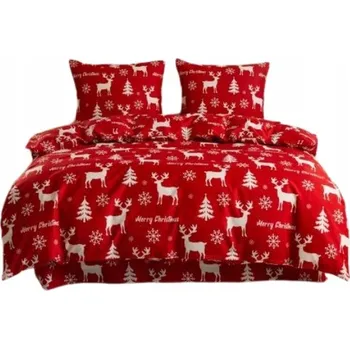 Povlečení POVLEČENÍ VÁNOČNÍ 140X200 SATÉN BAVLNA + POVLEČENÍ NA POLŠTÁŘ 70X80 JELENI SNÍH