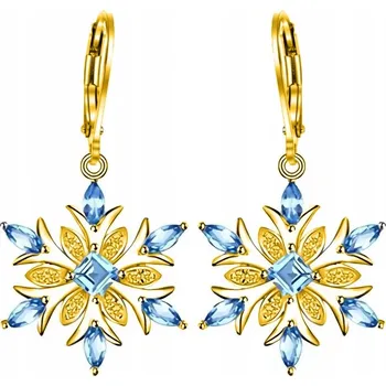 Náušnice Zlaté náušnice sněhové vločky sněhové vločky na Vánoce stříbro 925