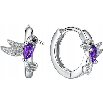 Náušnice Stříbrné náušnice kolibříci kruhy stříbro o ryzosti 925