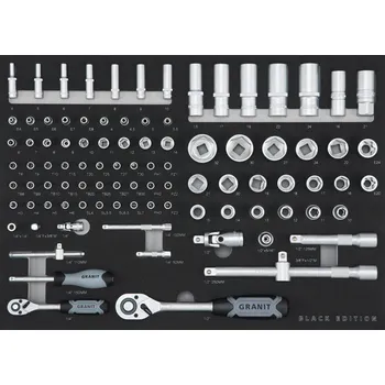 Gola sada Sada nástrčných hlavic Black Edition s 95 ks dílů o velikostech 1/4" a 1/2" ve vložce do dílenského vozíku