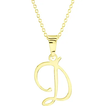 Náhrdelník GEMMAX Zlatý řetízek s písmenem „D“ - velké, psací – zlatý šperk ryzosti 585/1000 v Dárkovém balení s Certifikátem GUSYN-42131-12491