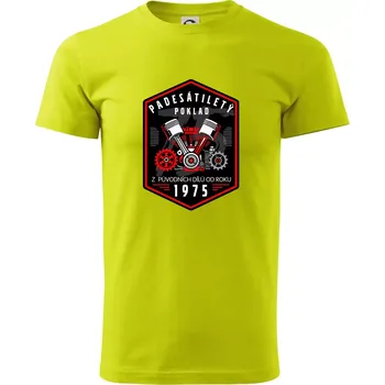 Padesátiletý poklad z původních dílů 1975 - Klasické pánské triko vyšší gramáže - XS ( Limetková )