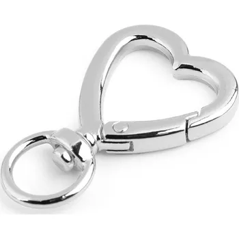 Jištění Kovová karabina otočná srdce, průvlek 10 mm, malé, 1 nikl