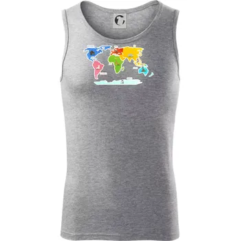 Pánské termoprádlo Světové kontinenty s názvy a zvířátky - Tílko pánské Core - M ( Tmavě šedý melír )