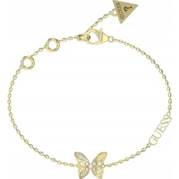 Náramek Dámský zlatý náramek Guess s zirkon a motivem motýla