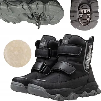 Dámská obuv Zimní boty zateplené protiskluzové s hroty vysoké pro chlapce 34