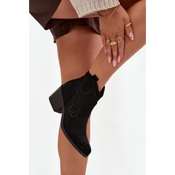 Dámská zimní obuv Dámské otevřené kotníkové boty na podpatku Černé S.Barski HY52-529 Černé 36