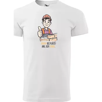 Pánské oblečení Sablio Tričko s potiskem pro zedníka Hrdina bez pláště? Ano, jsem zedník - bílé L