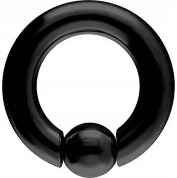Náušnice ČERNÝ KROUŽEK CAPTIVE BIG GAUGE OCEL 316L 4/12/8 mm