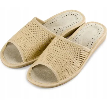 Pracovní obuv Lehké dámské pantofle na doma, prolamované, kožený interiér sandále pohodlné, VEL. 41