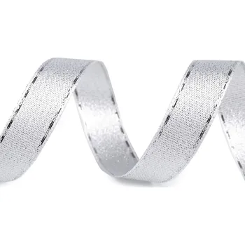 Stuha Stuha s lurexem šíře 15 mm, malé, 100 stříbrná stříbrná