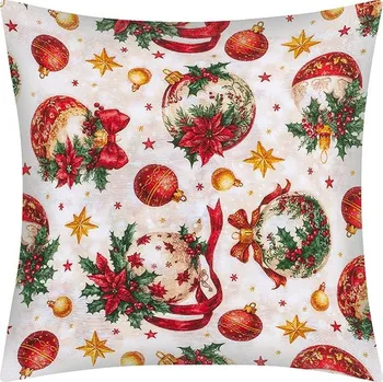 Povlak na polštářek Povláček Vánoce Červená,Zlatá,Smetanová - 40x40 cm BX1001387