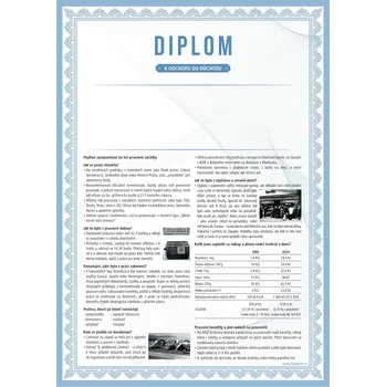 DIPLOM k odchodu do důchodu s vlastní fotografií a textem Modrá