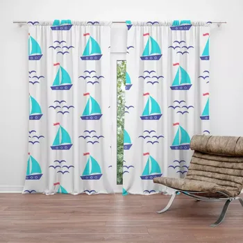 Závěs Sablio Závěs Modré lodičky: 2ks 140x250cm