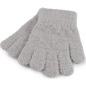Rukavice Dětské pletené rukavice froté, velké, 7 šedá světlá
