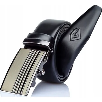 Opasek Stylový Kožený opasek Męski Automat ČERNÝ ke kalhotám přezka hladká dárek