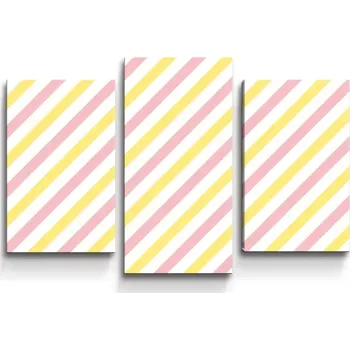 Obraz Sablio Obraz - 3-dílný Růžové a žluté pruhy - 75x50 cm