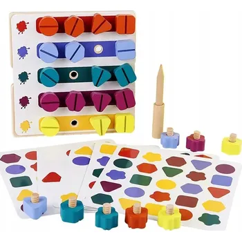 Dřevěná hračka DŘEVĚNÉ PUZZLE ŠROUBY ŠROUBOVÁK MONTESSORI