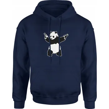 Pánská mikina MEDVÍDEK PANDA MIKINA S MEDVÍDKEM PÁNSKÉ BANKSY VELIKOST S S KAPUCÍ S TEPLÁKOVÝM POTISKEM