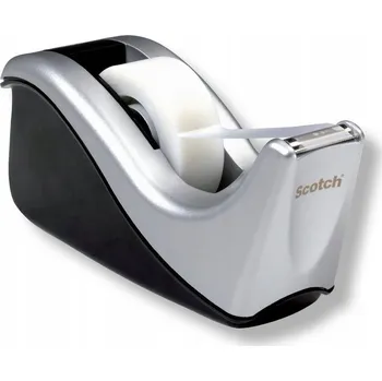 Lepicí páska Podavač pásky Scotch C60 ve stříbrné barvě + 1 role pásky Scotch Magic o rozměrech 19 mm x 33 m