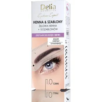 Přípravek na oči DELIA - SADA NA ŘASY A OBOČÍ - GELOVÁ HENNA + 10 ŠABLON - 1.0 ČERNÁ