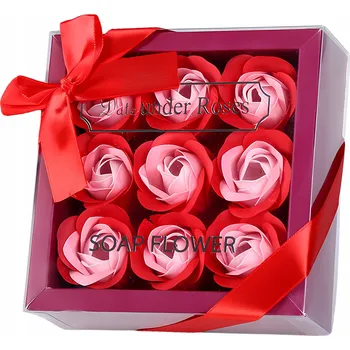 umělá květina Voňavé mýdlové růže dekorativní 9 ks Sada jako Dárek Červené Mix