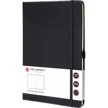 Ledvinka Peterson zápisník A5 s tečkovaným potiskem a elastickým zapínáním Barva: Černá