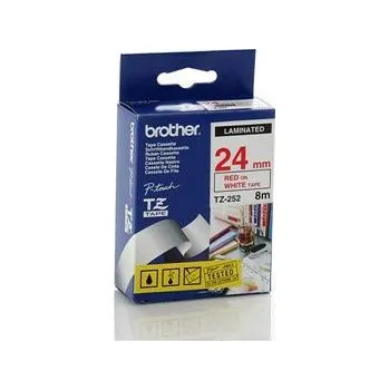 Počítačové příslušenství Brother - TZe-252, bílá / červená - 1 ks (24mm, laminovaná)