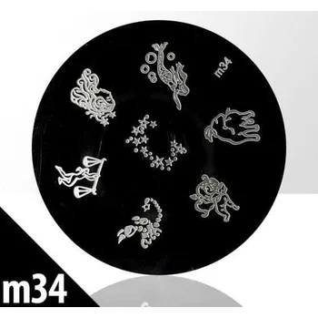 ŠABLONA S VZORY PRO RAZÍTKA NA NEHTY XS M 34