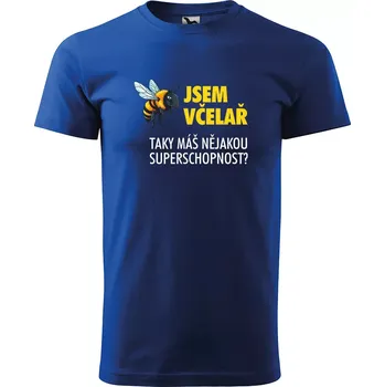 Pánské oblečení Sablio Tričko s potiskem Jsem včelař, taky máš nějakou superschopnost? - modré XL
