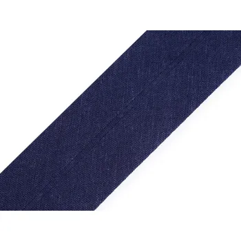Šikmý proužek bavlněný šíře 40 mm zažehlený, střední, 529 753 modrá temná