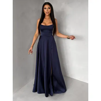 Dámské šaty Tmavě modré dlouhé plesové šaty CELLINES se šněrováním Velikost: S