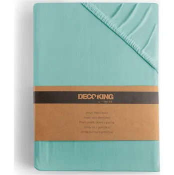 Bavlněné prostěradlo AmeliaHome AMBER světle tyrkysové, velikost 200-220x200+30