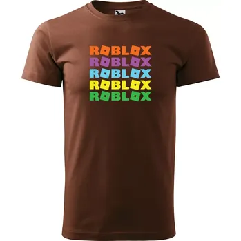Sablio Tričko s potiskem ROBLOX barevný text - hnědé 4XL